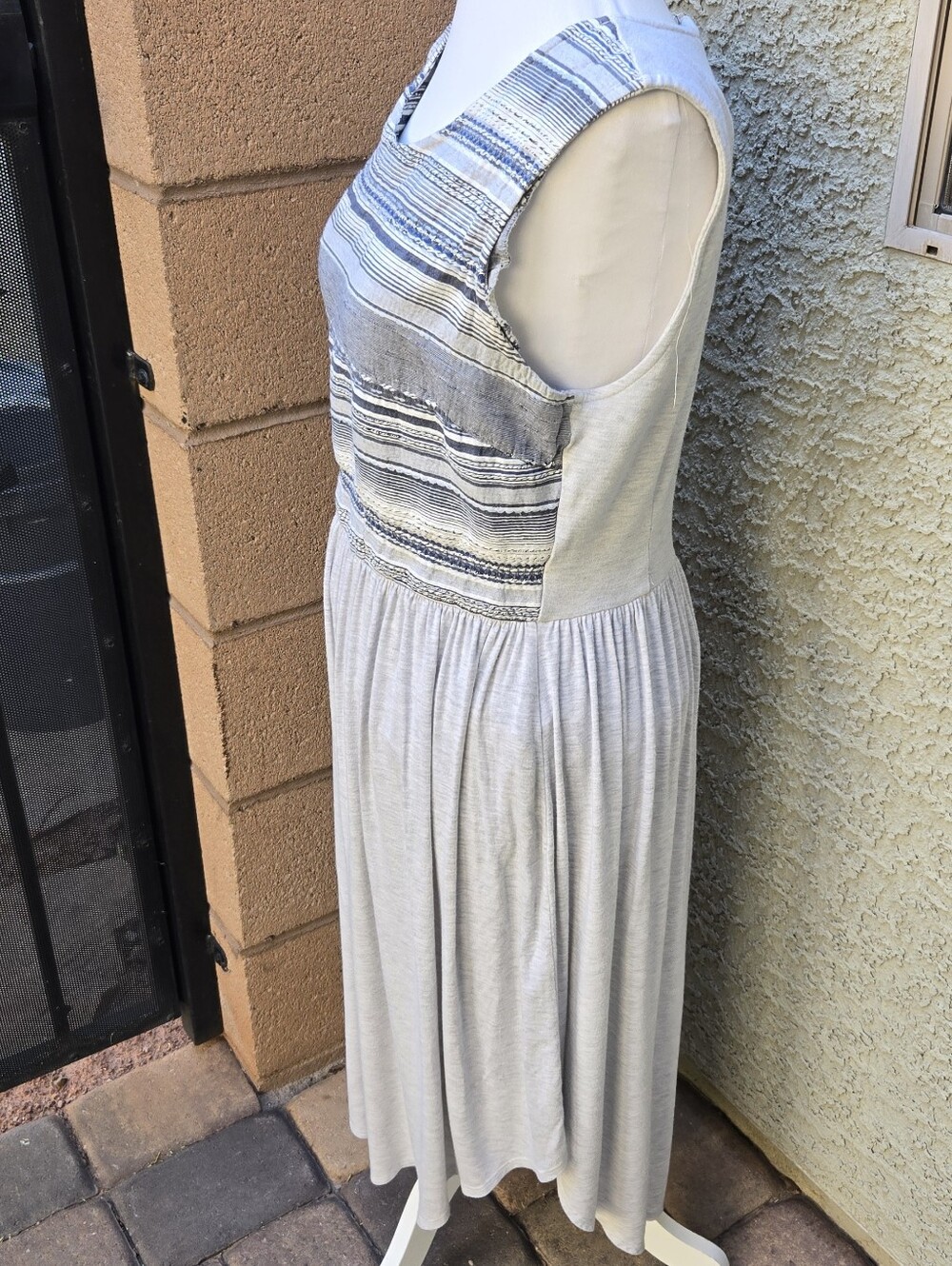 Anthropologie Dolan Striped Bodice Sleeveless Cream Dress - Picture 6 of 10